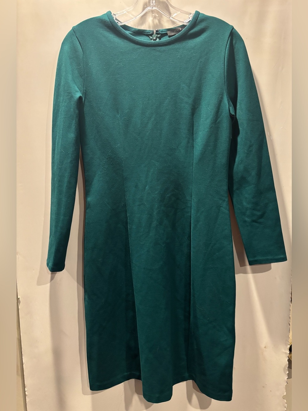 J Crew Dark Green Ponte Long Sleeve Sheath Dress Size XS